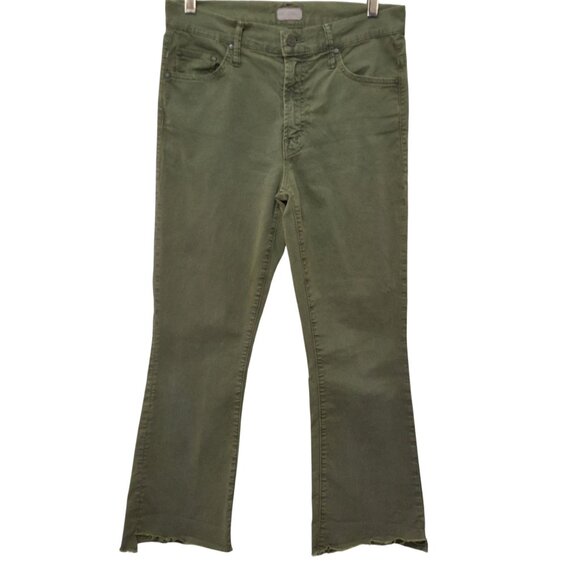 Mother The Insider Crop Step Fray Jeans Army Green Sz 27 - Picture 3 of 8